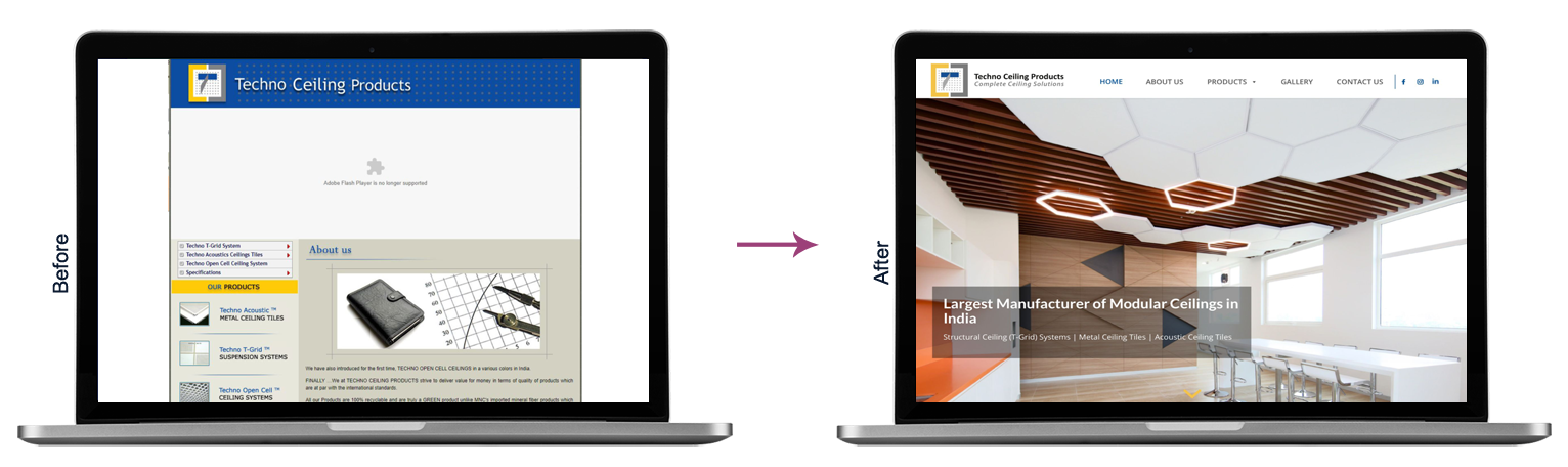 techno ceiling website revamp